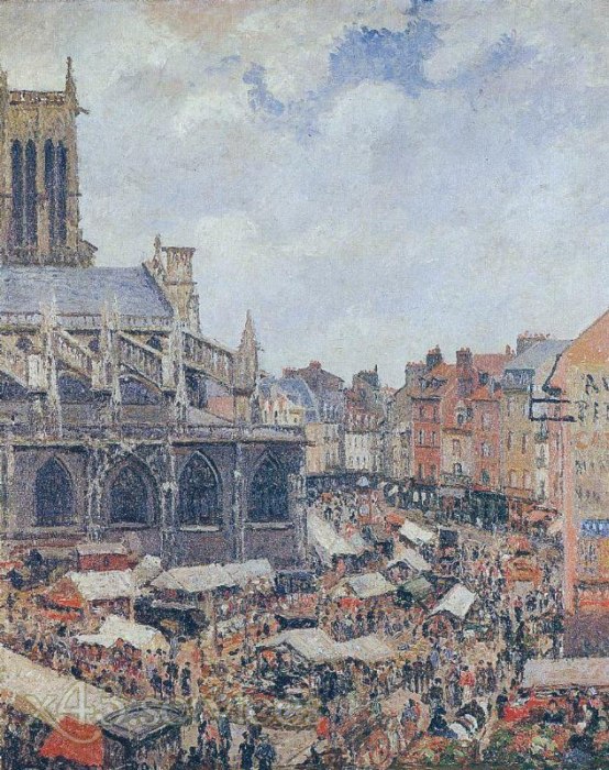 Camille Pissarro - Der Markt von der Kirche von Saint Jacques Dieppe - The Market by the Church of Saint Jacques Dieppe